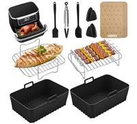 XUNIVERS Molde Silicona Freidora de Aire,Air Fryer Accesorios, Accesorios Freidora Sin Aceite, Antiadherente/Fácil de Limpiar, Apto para Cosori 5,5L etc Air Fryer Pinza Cepillo Manoplas