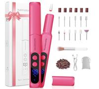 XunmotorYao Lima de Uñas Eléctrica Profesional Portátil Recargable Ajustable Lima de Uñas Eléctrica con Punta de Cerámica 3 Velocidades,Rojo rosa