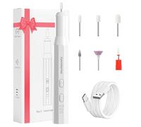 XunmotorYao Lima Eléctrica Uñas Profesional Fresa de Uñas Eléctrica Inalámbrica Portátil 6 en 1 lima electrica uñas USB Kit de Manicura y Pedicura Eléctrico para Salón DIY,Blanco