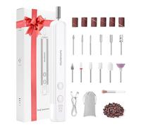 XunmotorYao Torno para Uñas sin Cable Profesional 20000 RPM Lima Electrica Uñas 12 en 1 Profesional Kit de Manicura y Pedicura Eléctrico,Blanco