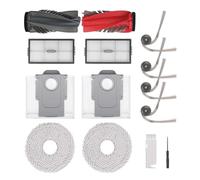 XUNNIU Accesorios de Repuesto para Roborock Saros 10R/ Saros 20/ Qrevo CurvX/Qrevo Curv 2 Pro/Curv 2 ProX Aspirador, 1 Cepillo Principal, 4 Cepillos Laterales, 2 Filtros, 2 Bolsas de Polvo, 2 Paños