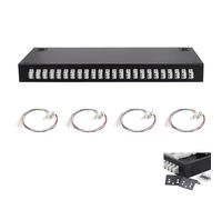 Xunsomten Panel de conexión de fibra óptica OM1 multimodo dúplex de 48 puertos, kit de gabinete de montaje en rack de 48 núcleos con bandejas de empalme, coletas y acopladores para armarios de 19