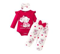 xuntao Bebé Niña Conjuntos Recién Nacido Manga Larga Ruffle Romper Top Floral Pantalones Largos Diadema 3Pcs Ropa Set Toddler Jumpsuit Bodysuit roja 3-6 Meses