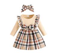 xuntao Conjunto Ropa Bebe Niña Recien Nacido, Manga Corta Mono con Volantes Falda Diademas Conjunto de 3 Piezas para Bebés,Beis,18-24 Meses