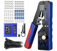 XUNTOP Crimpadora RJ45 Herramienta de Crimpado para Cat5 Cat6 Cat6a Cat7 Ethernet con Comprobador de Cables de Red Kit de Herramienta de Crimpar con 30 Conectores Cat7, 20 Conectores Cat6 y 50 Fundas