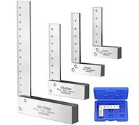 XUNTOP Cuadrados de Posicionamiento 4Pcs Posicionamiento Abrazadero con 4Tamaños,mm y pulgadas Escala Acero al Carbono de Abrazadera de Posicionamiento Tipo L para para Carpintero Ingeniero Arquitecto