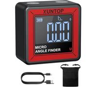 XUNTOP Inclinometro Digital 4×90° Pequeño Transportador Digital con Pantalla VA Retroiluminada Buscador de Ángulo Recargable con Base de Imán y Ranura en V para Carpintería Construcción Bricolaje