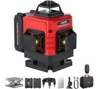 XUNTOP Nivel Láser Verde 16 Líneas Nivel Laser Autonivelante 4×360° con Control Remoto Nivelación Láser con 2 Baterías Recargables Carga Type-C para Obras de Construcción, Decoración del Hogar, DIY