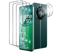 Xunzii Cristal Templado para Realme 12 Plus/Realme 12+ 5G/Realme 12 4G | 3 protectores de pantalla + 3 protectores de pantalla para cámara, dureza 9H, antiarañazos, sin burbujas, HD 99,9 %