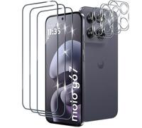 Xunzii Protector de cristal templado para Motorola Moto G67/Moto G77 | 3 protectores de pantalla + 3 protectores de pantalla para cámara, dureza 9H, antiarañazos, sin burbujas, HD 99,9 %