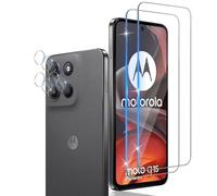 Xunzii Protector de Pantalla para Motorola Moto G15 5G y Protector Lente Cámara [2+2 Piezas], 9H HD Alta Sensibilidad Resistente a Arañazos Cristal Templado Vidrio Templado [Transparente]