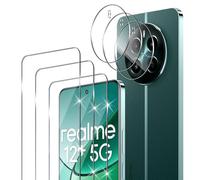 Xunzii Protector de Pantalla para Realme 12 Plus/Realme 12+ 5G/Realme 12 4G (No 5G) y Protector Lente Cámara [3+3 Piezas], 9H Resistente a Arañazos Cristal Templado Vidrio Templado [Transparente]