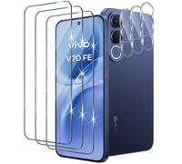 Xunzii Protector de Pantalla para VIVO V70 FE, 3 Piezas Cristal Templado y 3 Piezas Protector Lente Cámara, 9H Dureza HD Sensibilidad Resistente a Arañazos Vidrio Templado