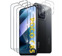 Xunzii Protector de Pantalla para Xiaomi Poco C85, 3 Piezas Cristal Templado y 3 Piezas Protector Lente Cámara, 9H Dureza HD Sensibilidad Resistente a Arañazos Vidrio Templado [Transparente]