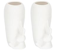 Xuodawer Jarrón de Ceramica Blanca DeCor de Conejo, decoración de, florero moderno para Pascua, Decor Minimalista para estantería de mesa