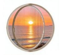 XUOUP Ventana Panorámica con Marco De Hierro Forjado Y Vidrio Templado, Ventana Ojo De Buey Ventilada Ideal para Baño, Dormitorio Y Sala De Estar White B,40cm/15.8in