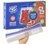 XupZip Bolsas para congelar alimentos de primera calidad, reutilizables, de plástico resistente, con sello de bambú hermético y a prueba de fugas, sin BPA Plástico Galón / 4.55L - 40 Bolsas
