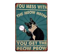 XUQEAYWD Letrero de gato, decoración retro de metal para el hogar, letreros de puerta de lata de gatito vintage, para inodoro, bar, sala de estar, dormitorio, baño, interior, exterior, porche, entrada