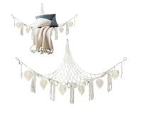 XUQEAYWD Red para Peluches,Almacenamiento Grande en Esquina con Borlas Boho para Juguetes - Soporte Organizador De Cordón Para Pared De Habitación Infantil Dormitorio Sala De Estar Aula