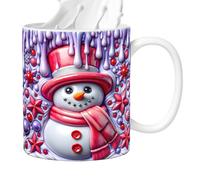 XUQEAYWD Tazas Navideñas, Tazas De Cerámica 3D Navideñas, Juego de 3 de 350ml con Diseño 3D de Muñeco de Nieve y Asa para Té Chocolate Regalo