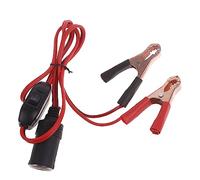 XuQiZZpp Adaptador de enchufe de coche con botón de encendido/apagado de 12 V y 24 V, cable de extensión de enchufe de coche con abrazaderas de batería, toma de corriente automática, cable de