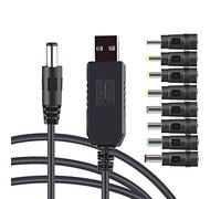 XuQiZZpp Adaptador USB a 5 V, 9 V, 12 V, cable convertidor USB a 8 unidades para ventilador de enrutador, WiFi, conector de banco de carga, extensor de línea, amplificador adaptador