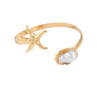 XuQiZZpp Brazalete geométrico único de estrellas de mar con apertura ajustable, estilo punk, joyería de hierro para mujer, puño ajustable para fiestas, talla única, como se describe