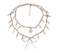 XuQiZZpp Cadena de aguja en capas con cadena de cuerda de doble lazo, joyería moderna y simple para mujer, adición de aleación de metal