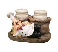 XuQiZZpp Estatua decorativa de chefs con forma de estatua de sal y pimientos, soporte para botellas, adorno de cocina, condimento/botella de palillos de dientes