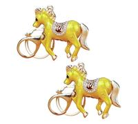 XuQiZZpp Llavero de caballo de cristal brillante de doble cara para parejas, entusiastas del coche, llavero de aleación de doble cara, dorado, Talla única