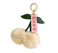 XuQiZZpp Llavero de felpa con forma de cerezas, llavero con forma de fruta, accesorio elegante para mochila para mujeres y adolescentes, llavero de cerezas dulces de regalo, albaricoque, Talla única