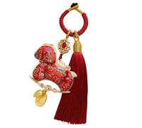 XuQiZZpp Llavero de regalo para celebración del año del caballo con borlas tejidas a mano y tela suave con borlas de diseño auspicioso llavero, rosso, Talla única
