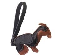 XuQiZZpp Llavero ligero de piel sintética con diseño de perro salchicha, hecho a mano, decoración para viajes diarios y accesorio de regalo, regalo para parejas, Fideos negros café, Talla única