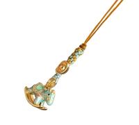 XuQiZZpp Llavero único de figura de caballo de la manera antigua que combina simbolismo cultural y cadena de teléfono moderna de cobre con dije de caballo de cobre, verde, Talla única