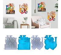 XuQiZZpp Marco de fotos geométrico de amor, molde de silicona, joyería, resina epoxi, fundición, joyería, joyería, manualidades, decoración del hogar
