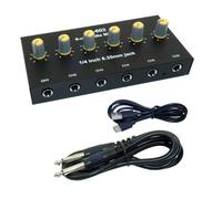 XuQiZZpp Mezclador de sonido de 6,35 mm, instrumento de micrófono, expansor de entrada múltiple con control de volúmenes independiente, batería integrada