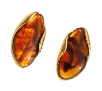 XuQiZZpp Pendientes de tuerca geométricos de resina de acero inoxidable, tono dorado, joyería ligera para mujer, accesorios para las orejas