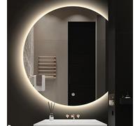 XUQQU Espejo LED para Baño, Espejo Maquillaje Round con Retroiluminación Y Forma De Media Moon, Espejos Inteligentes Antivaho con Iluminación, 3 Colores, Brillo Regulable(Cut Right,80cm/31.4in)