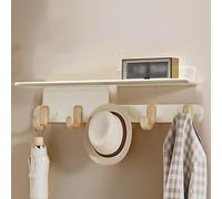 XUQQU Perchero De Pared Con Estantes, Gancho De Capa Del Acero De Carbono, Ganchos De Pared Rústicos, Con 5/6 Ganchos Adecuado Para Entrada, Sala De Estar, Dormitorio, Baño(White,56cm/22in)