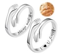 XURJUMI 2 Anillos De Abrazo De Pareja Anillos De Promesa Ajustables Para Parejas, Compromiso, Aniversario, Boda, Abrazo, Manos, Anillos Para Hombres Y Mujeres, Regalo,Anillo De Abrazo
