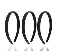 XURJUMI 3 Diademas De Satén, 1,5 Cm De Ancho, Color Negro, De Satén Fino, Diademas Sencillas Para El Pelo, Para Niñas Y Mujeres