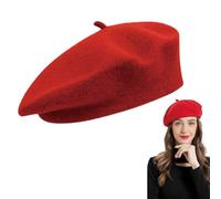 XURJUMI Boina Mujer Francesa Clásicos Boina de Lana Artista Boina de Pintor Chapela Vintage Boina Color Liso Sombrero Beret Francés Boina Retro Beret Hat Boina - Rojo