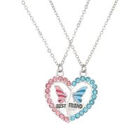 XURJUMI collar para hermana,collar de hermana para 2 niñas rhinestone coincidencia corazón colgante hermana joyería regalos hermana grande hermana pequeña collar para hermanas cumpleaños
