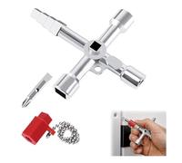 XURJUMI Llave Cruzada Universal Llave Cuadradillo Llave Multifuncional Universal Llave Multifuncional De 4 Puntas Para Contadores De Agua, Contadores Eléctricos, Elevadores Y Cuadros Eléctricos