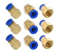 Xuro Conector rápido neumático PCF de 5 piezas, conexión de aire de 4 mm, 6 mm, 8 mm, 10 mm, 12 mm, rosca hembra de 1/8", 3/8", 1/2" y 1/4" for manguera de latón.(PCF10-03)