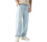 XUSAI Light Blue,L,Pantalones Vaqueros Holgados para Hombre, De Moda, De Tiro Alto, De Corte Relajado, De Pierna Recta, Ropa De Calle Y2K