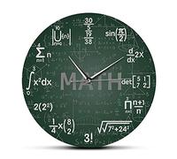 XUSANSHI 30 cm Reloj de Pared Pizarra Verde fórmulas matemáticas Reloj de Pared Colgante Reloj de Pared Regreso a la Escuela Ciencias Matemáticas Arte Decoración de la Pared Matemáticas