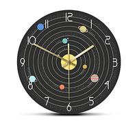 XUSANSHI 30 cm Reloj de Pared Sistema Solar en el Espacio Reloj de Pared Moderno Decoración de Arte de Pared astronómica Posición del Planeta Educativo Reloj de Pared silencioso Regalo de Astronauta