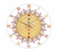 XUSANSHI Reloj de Pared Redondo 12 Inch Reloj de Pared Minimalista de geometría Sagrada de la Flor de la Vida, Reloj silencioso de matemáticas espirituales para decoración del hogar, Reloj silencioso