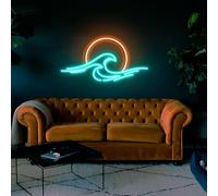 Xusdamyj Cartel de neón de montaña, montañas, viajes, senderismo, escalada, regalo, montaña, puesta de sol, letrero para sala de estar